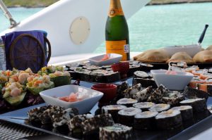 food on board a yacht charter